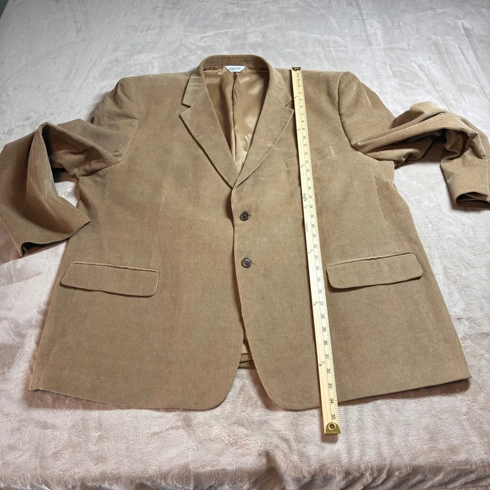 Joseph & Feiss Men 56R Tan Corduroy Sport Coat Blazer Jacket 2 Button Cotton